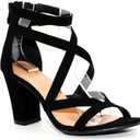 Women's Chunky Heel Ankle Strap Sandals (10, Black)