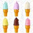 6 Pcs Simulated Ice Cream Artificial Lifelike Fake Ice Cream Cone Fake Food Model for Home Kitchen Cabinet Showcase Desk Shops Summer Display Photography Props Party Decoration