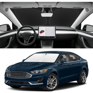 Custom Fit Windshield Sun Shade for Ford Fusion 2013-2021, Blocks UV & Heat, Front Window Sunshade Accessories, Easy Fold & Store Keep Your Car Cooler