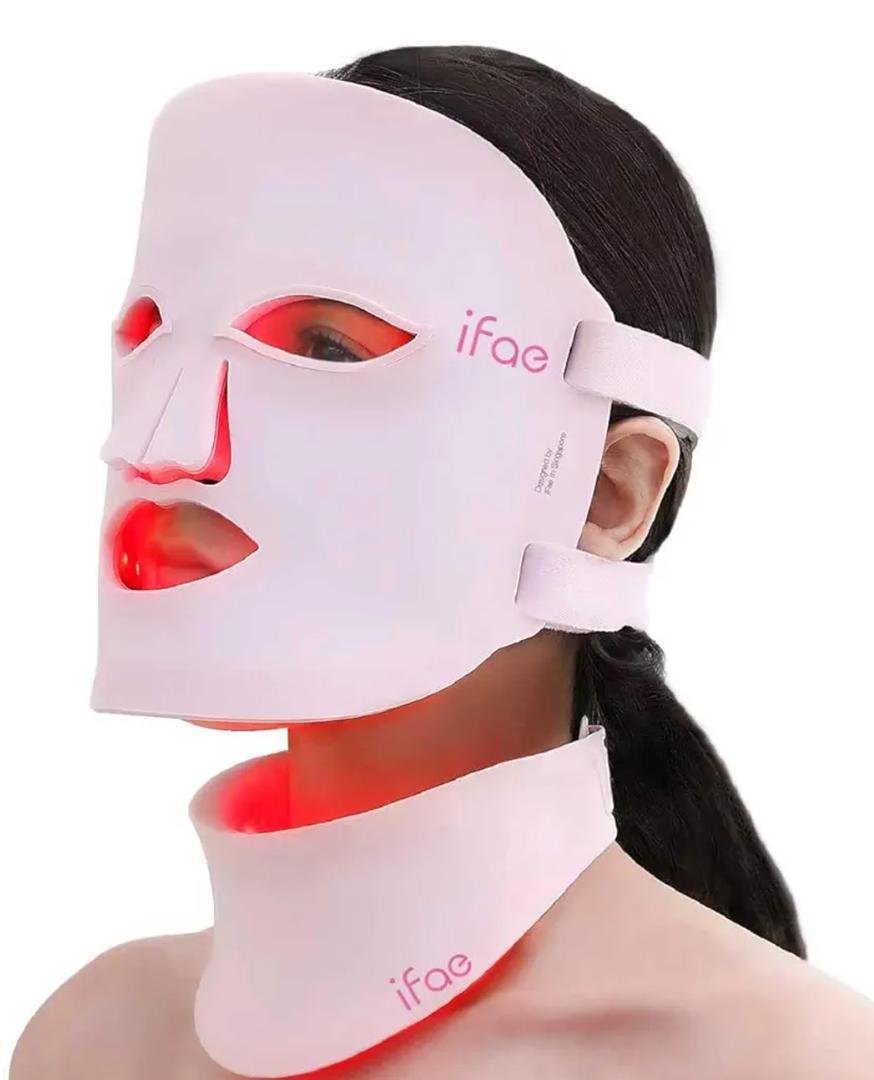 Red Light Therapy Mask for Face and Neck, 7 Colors with NIR Led Face Mask Light Therapy with Eye Protection and Remote, Rechargeable Ergonomic Design for True Anti-Aging Skincare at Home