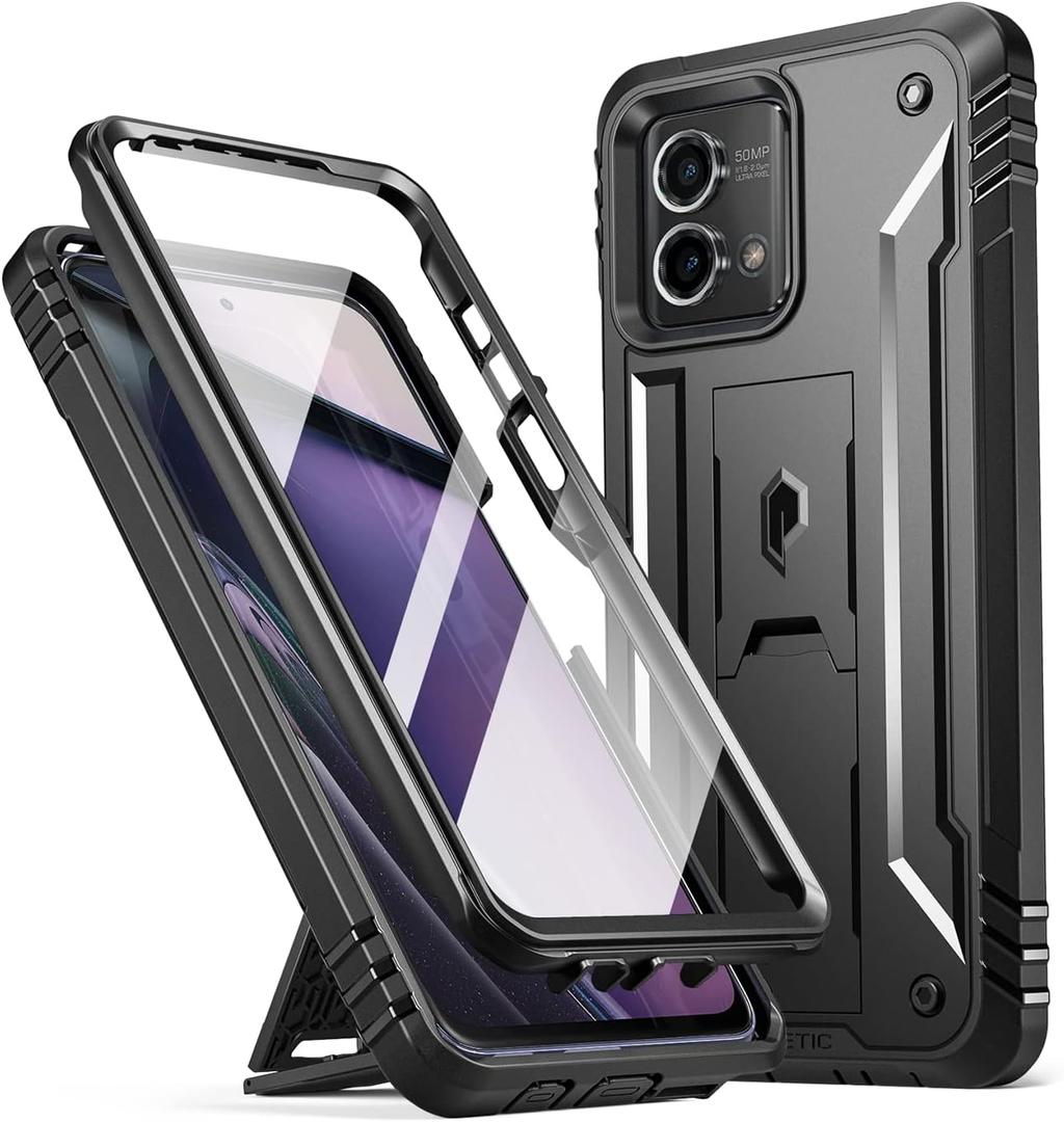 Poetic Revolution Case for Motorola Moto G Stylus 5G 2023 [Not Fit 4G Version]-XT2315, [20FT Mil-Grade Drop Tested], Full-Body Shockproof Cover with Kickstand and Built-in Screen Protector, Black