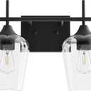 VONLUCE Bathroom Vanity Light, 2 Light Bathroom Light Fixture Over Mirror, Bathroom Wall Lamp with Clear Glass, Modern Black Vanity Lighting fixtures for Bathroom, Bedroom, Hallway