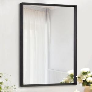 AAZZKANG Black Mirrors for Wall Rectangle Metal Framed Mirror Large 20"x16" Modern Decorative for Bedroom Bathroom Living Room Entryway Hanging Vertically or Horizontally
