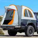 Pickup Truck Tent, Waterproof PU2000mm for Camping 5.5-6.5 Ft Bed, 2-Person Sleeping With Double Layer Design Windows, Expandable Triangle Sunshade Awning (Orange)