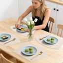 Homaxy Round Table Placemats Set of 6, Washable Wedge Shaped Faux Leather Table Mats, Wipeable Kitchen Dinner Place Mats for Indoor Outdoor, Beige