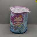 Clastyle 45L Cute Purple Mermaid Girls Laundry Basket Round Blue Ocean Toy Clothes Storage Basket for Children's Room 36 x 45 cm