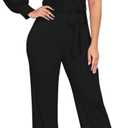 DeftSharp Women's Sexy Cocktail Party Clubwear Casual Working Rompers Long Dressy Jumpsuit (Black, XXL)