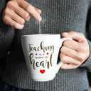 VOTUM Teacher Appreciation Gift for Women or Men - Bundle Includes Mug, Writing Pad, Apple-Shaped Pen and Sticky Notes, Jumbo Gold Paper Clip - Heart Coffee Cup - Teacher Appreciation Week Thank You