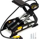 MEETLOCKS Double Cylinder Barrel Bike Foot Pump,160PSI Aluminum Body Floor Air Pump with Precisional Accurate Pressure Gauge Smart Valve Head for Presta Schrader & Deutschland Valve Bicycle Tire Pumps (Black)