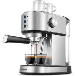 AMZCHEF Espresso Machine with 20 Bar, Professional Espresso Maker with Milk Cream/Steam Stick, Compact Stainless Steel Coffee Machines, 34oz Household Detachable Water tank, Gift for Dad or Mom