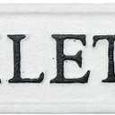 Sungmor Heavy Duty Cast Iron Door Toilet Sign - White Plaque Bathroom Wall Decor - Decorative Restroom Sign for Home, Office, Store or Restaurant - 1PC PACK & 8.3x2.2Inch.