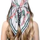 EXTREE Silk Feeling Scarf Medium Square Satin Head Scarf Sleeping Hair Wrapping for Women 27.5 × 27.5 inches