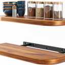 BATODA 17" Acacia Wood Floating Shelves Wall Mounted (Round Edge)  Rustic Farmhouse Wooden Wall Storage Shelf for Bedroom, Kitchen - Brackets and Shelving Hardware Included (Acacia, 17 Inch Length)