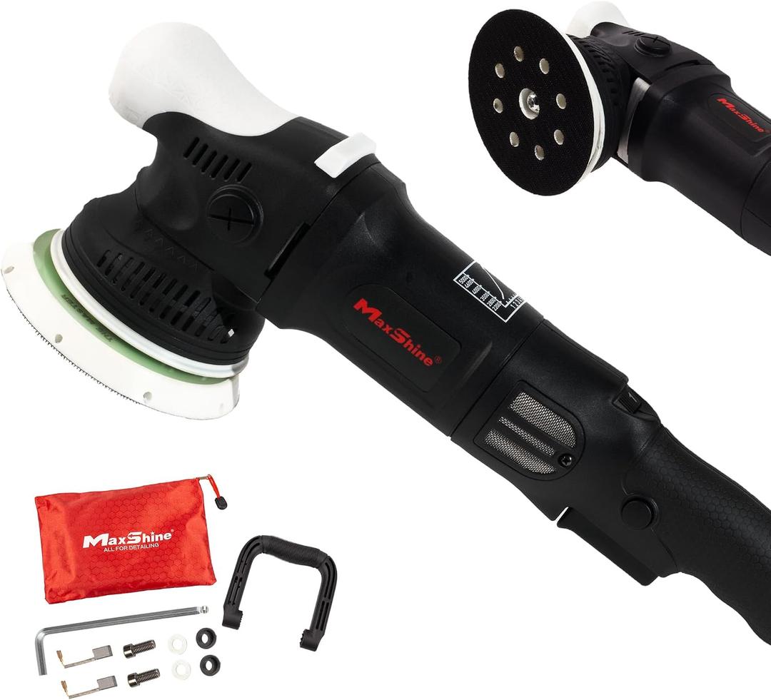 Maxshine M15 Pro Dual Action Polisher 15mm Long Throw, 1000W Power, 5 Backing Plate, Variable Speed 2,5005,000 OPM, Low Vibration Ergonomic Professional Car & Marine Paint Correction Buffer