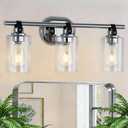 3-Light Bathroom Light Fixtures, Chrome Bathroom Vanity Lights with Clear Glass Shade, Modern Wall Light Sconce for Mirror Farmhouse Rustic Restroom Kitchen Living Room Hallway, 22.44*5.51*9.65"