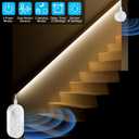 Dual Motion Sensor Light Indoor - Plug-in Adjustable LED Step Stair Light Strip with Double Sensor Detection, Timer & Dimmer for Staircase, Hallway, Bedroom (16.4FT 3000K Warm White)
