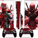 Toxxos Skin Compatible with PS5 - Slim Disc Edition Console and Controller Accessories Cover Skins Controller Skin Gift Skins for Console Full Set Skin Dead Red and White