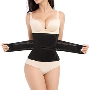 Trendyline Postpartum Belly Band,C Section Belly Binder,Abdominal Binder Post Surgery Girdle,Tummy Tuck Compression Wrap Waist Trainer Black, S