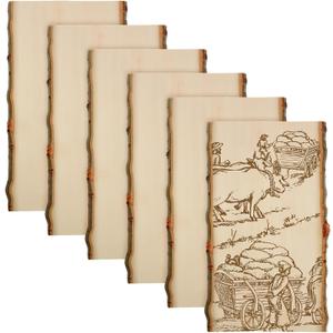 6 Pack Hollow Wood Plank Live Edge Woodslab Unfinished Wood Boards for Crafts Rustic Wooden Plaque for DIY Burning Home Decor Weddings (11 x 7-9 Inch)