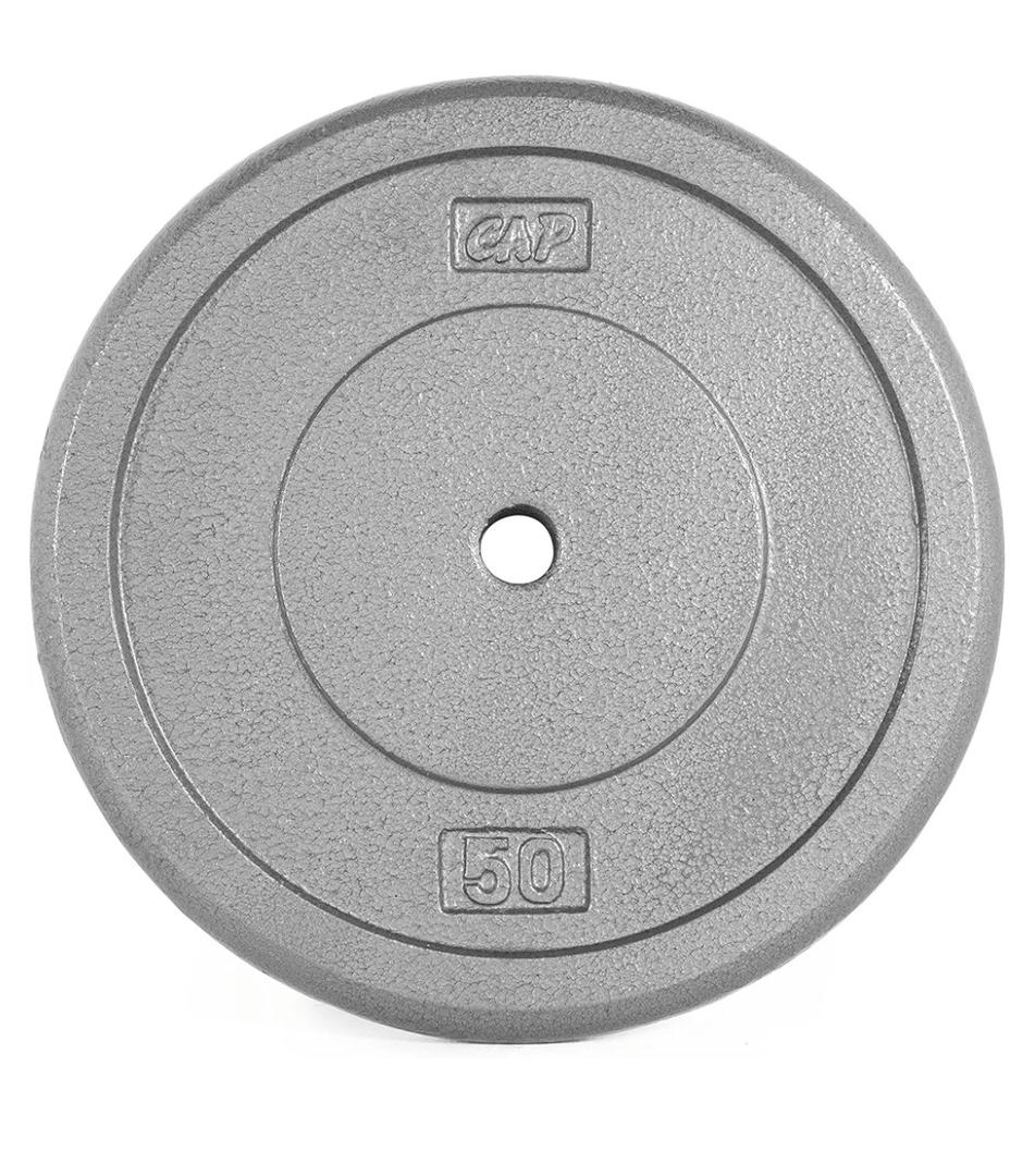 CAPHAUS Grey Standard Solid Cast Iron Weight Plates 1-inch Center Hole for Standard Barbell & Dumbbell Handles Size U. 50lb (Single)