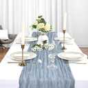6 Pack Dusty Blue Cheesecloth Table Runner 10Ft Spring Gauze Cheese Cloth Table Runner 35x120 Inch Boho Sheer Rustic Fabric for Holiday Party Decor Baby Shower Wedding Home Decorations