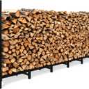 ARIFARO 8ft Firewood Rack, Adjustable Outdoor Indoor Log Holder Steel Heavy Duty Wood Rack,for Firewood Storage Wood Stacker, Rustproof, Easy Assembly, Black