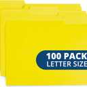File Folder, 1/3 Cut Tab, Letter Size, Yellow, Great for Organizing and Easy File Storage, 100 Per Box
