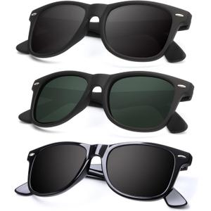 KALIYADI Polarized Sunglasses for Men and Women Matte Finish Sun glasses Color Mirror Lens UV Blocking (3 Pack)