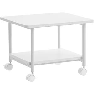 VASAGLE Printer Stand with Locking Wheels, 2-Tier Shelf, Industrial Under Desk Heavy-Duty Mobile Cart for Home Office, White UOPS002W01