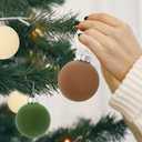 Waipfaru Christmas Tree Decorations, Velvet Christmas Ornaments Balls Set, Brown Green Neutral Farmhouse Christmas Decor, Flocked Christmas Ornaments for Xmas Holiday Party Decorations(45 Pcs) (Brown, Green, Beige)