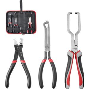 KOOPOOL 3 Pcs Electrical Disconnect Pliers Set, Heavy-Duty Automotive Connector & Fuel Line Clip Remover Tools for Rapid Disconnection in Car & Truck Repairs