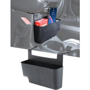 Savadicar Center Console Hanging Storage Organizer for 2018-2025 Jeep Wrangler JL JLU 4XE & Jeep Gladiator JT, Armrest ABS Tray with Microfiber for Reduce Noise, Interior Accessorise, Black