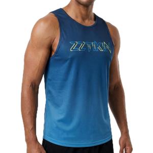 Men's Gradient Quick Dry Tank Top, Cool Mesh Sleeveless Gym Workout Shirt (L)