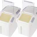 Rice Storage Container 25 lb (15 Liters) with Wheels Seal Locking Lid PP (Pack-2)