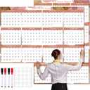 2026 Wall Calendar 32" x 48" Dry Erase Erasable Jumbo XL Wet Dry Calendar Large Laminated Planner 12 Month Horizontal Vertical from January to December for Planning(Boho)