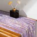 P Pothuiny 2 Pcs Lavender Table Runner 28 x 120 Inch, Glitter Metallic Foil Tulle Table Runner Party Golden Sheer Gauze Table Decor for Wedding Birthday Christmas Anniversary