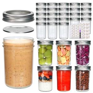 Woaiwo-q 30 Pack 8 oz Mason Jars,Canning Jars With Silver Lids,Half Pint Canning Jar Class Jar for Jelly, Jam, Spices, Honey, Food Storage,Fermenting, Pickling, Meal Prep, Wedding Favors, DIY Crafts