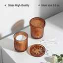 2 Pack Qtip Holder - Apothecary Jars with Lids, Bathroom Organizers and Storage Canister for Cotton Balls,Swabs,Floss Picks,Hair Ties,Clear Glass Vintage Bathroom Decor Jar Set (Brown)