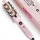 Thermal Hair Brush for Blowout Look, 1.5 Inch Heated Round Brush for Natural Curl,Ionic Curling Iron Wand with Dual Voltage, Volumizing Smoothing Hot Round Brushes, Light Pink