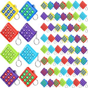Honoson 64 Pcs Tic Tac Toe Game Keychain Party Favors Birthday Goodie Bags Stuffers Plastic Keyholders Mini Backpack for Teens Student Classroom Exchange Prizes Valentines Day Gifts