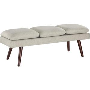 OSP Home Furnishings Amanda Mid-Century Modern Upholstered Bench with Solid Wood Tapered Legs, 54-inches, Linen Fabric OSP Home Furnishings Amanda Mid-Century Modern Upholstered Bench with Solid Wood Tapered Legs, 54-inches, Linen Fabric