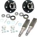 5-Bolt 5" Circle Trailer Hub Assembly with 1-3/8" to 1-1/16" Tapered Spindle and Bearings,Set of 2