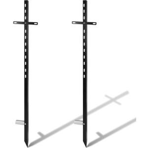 2 Pcs 46 Inch T-Bar Yard Sign Stakes, Heavy Duty Metal Sign Holder, Black Powder Coated Steel Yard Sign Posts for Outdoor Lawn Yard, Rust Proof Adjustable Sign Stand