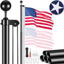 Flagpoles for Outside House In Ground,   25FT 12 Gauge Heavy Duty Aluminum Flag Poles for 3x5ft USA Nylon Flags Outdoor, High Wind Flag Pole for Commercial or Residential, Black