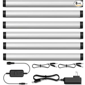 GETINLIGHT 12-inch Plug-in LED Under Counter Lights for Kitchen, Day Light 5000K, Pack of 6, IN-0110-26-SN-5K