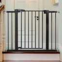 Babelio Baby Gate, 29-43" Auto-Close Easy Install Pet Gate, PressGuard P7 Extra Wide Walk Thru Child Safety Gate, 30" Tall Pressure-Mounted Metal Dog Gate for Doorways & Stairs, Black
