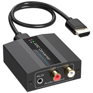 HDMI ARC Adapter 4K60Hz HDMI ARC Audio Extractor with 3.5mm and L R Stereo Audio for HDTV Soundbar Speaker Amplifier