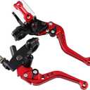 PACEWALKER Universal Motorcycle 7/8" 22mm Handlebar Brake Master Cylinder Clutch Lever CNC Left & Right Set for Honda Kawasaki Suzuki Yamaha Red