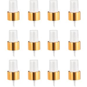 uxcell 12 Pcs Gold White Spray Top, 24/410 Fine Mist Sprayer Reusable Replacement Spray Bottle Pump Plastic Top for Cosmetic Perfume and Body Sprays Bottle