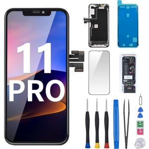 for iPhone 11 Pro Screen Replacement 5.8" with Ear Speaker Sensor Full Assembly 11pro 3D Touch LCD Display Digitizer Fix Tools Magnetic Screw Mat Front Earpiece Repair Kit A2160 A2217 A2215